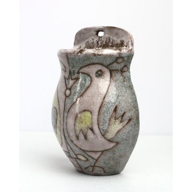 Hanging ceramic flower vase, Les Argonautes for Isabelle Ferlay and Frédérique Bourguet, Vallauris, 1950. Decorated with...