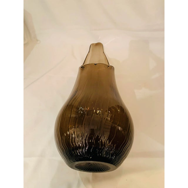 Vintage Fayette-Style Oversized “Gourd Art” Glass Vase in a Smokey Quartz Color For Sale In Los Angeles - Image 6 of 12