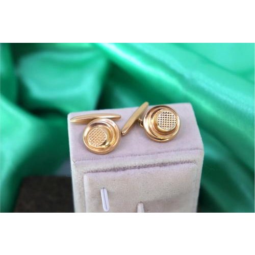 Gold Cufflinks in Raised Button Shape, Set of 2 For Sale - Image 6 of 8