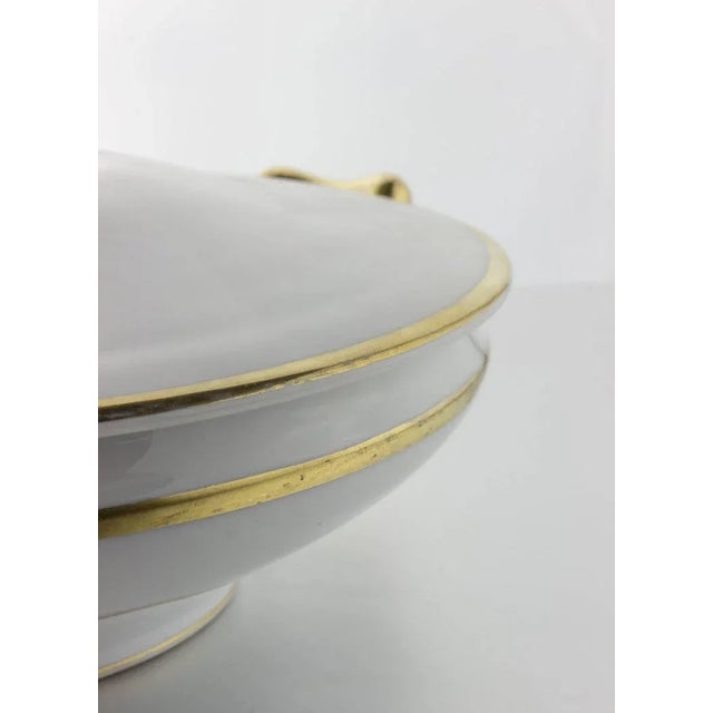 Early 20th Century Porcelain Covered Serving Dish With Gilt Handles For Sale - Image 5 of 10