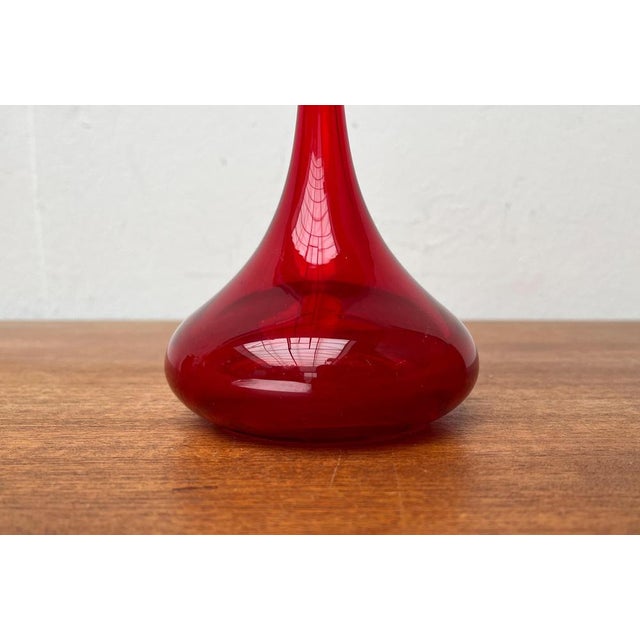 Glass Vintage German Red Glass Solifleur Vase by Cari Zalloni for WMF For Sale - Image 7 of 15