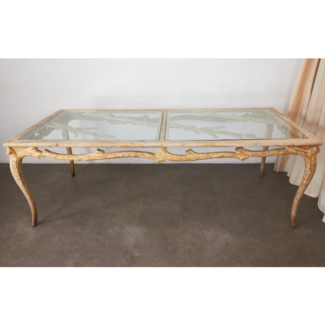 Vintage Wooden Dining Table with Brutalist Glass Top, 1970s For Sale - Image 13 of 13