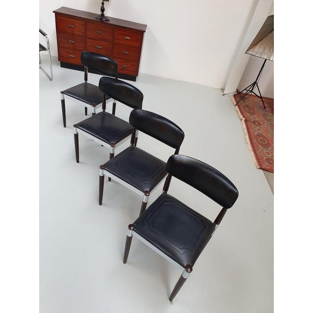 4 x retro dining chair Chrome, wood, vinyl. Very good condition.
