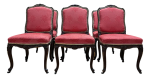 Louis XV Style Chairs in Walnut and Brass, Set of 6