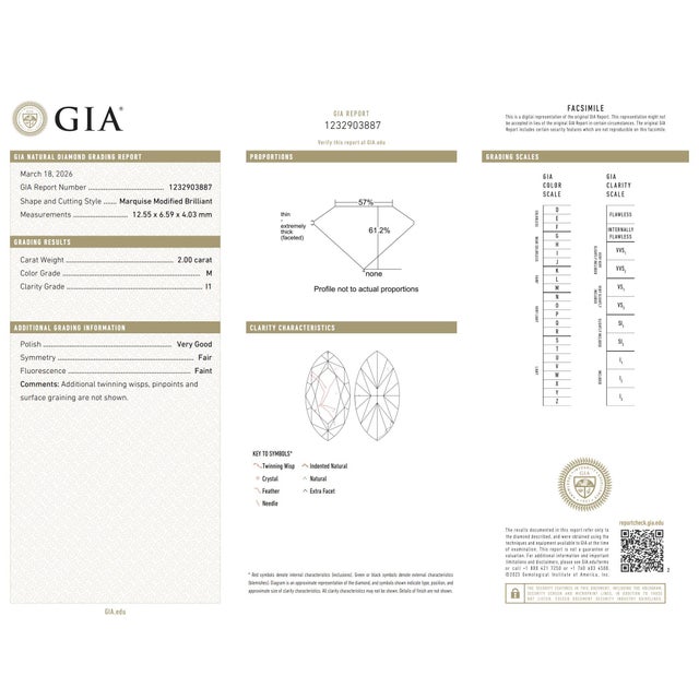 Metal Mid Century Gia 2.00 Carat Marquise Cut Diamond Platinum Engagement Ring, Size 6 For Sale - Image 7 of 8