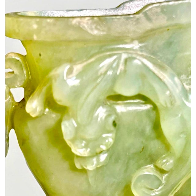 Jade Foo Dog Open Urn, Very Translucent Xiu Jade For Sale - Image 4 of 8