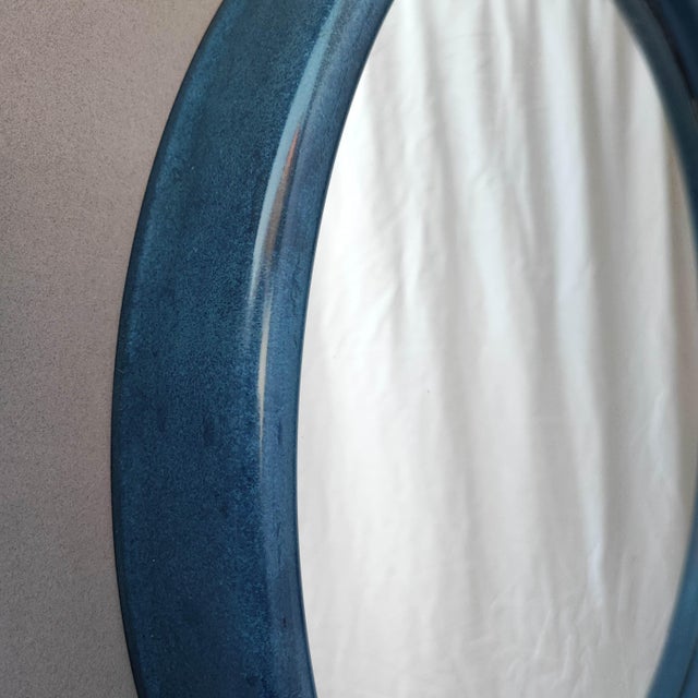Round Blue Mirror, 1970s For Sale - Image 6 of 8