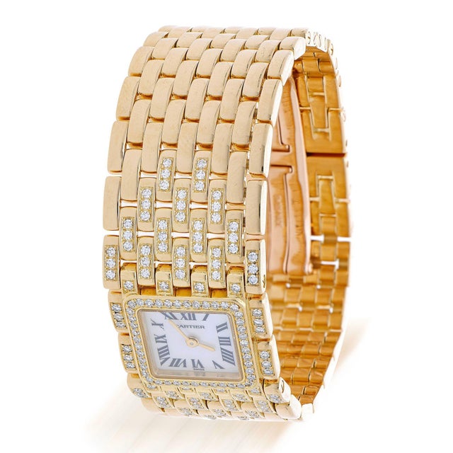 Cartier Panthère Ruban Wg3009ta Factory Diamond 18k Gold Full Set Watch For Sale - Image 18 of 18