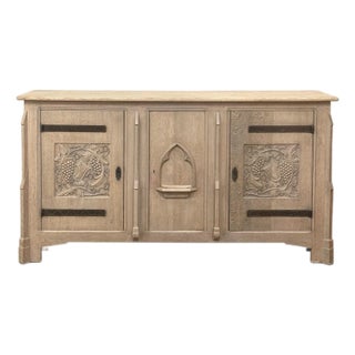 Antique Gothic Revival Stripped Oak Buffet For Sale