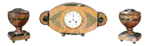 1920s French Art Deco Mantle Clock Set with Garnitures - 3 Pieces