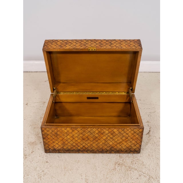 Traditional Maitland Smith Woven Leather Wrapped Lidded Chest Trunk For Sale - Image 3 of 10
