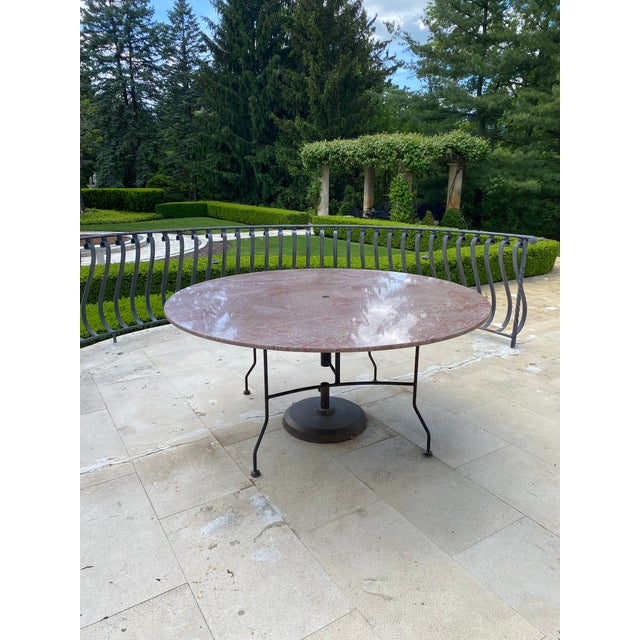 Pink Outdoor Round Granite Table For Sale - Image 8 of 11