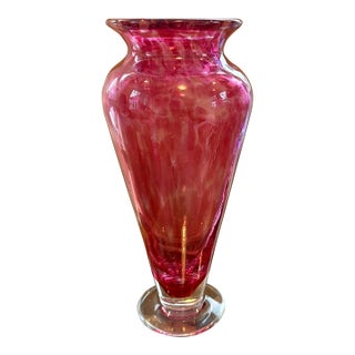 Pink Art Deco Glass Vase - Hand Blown For Sale
