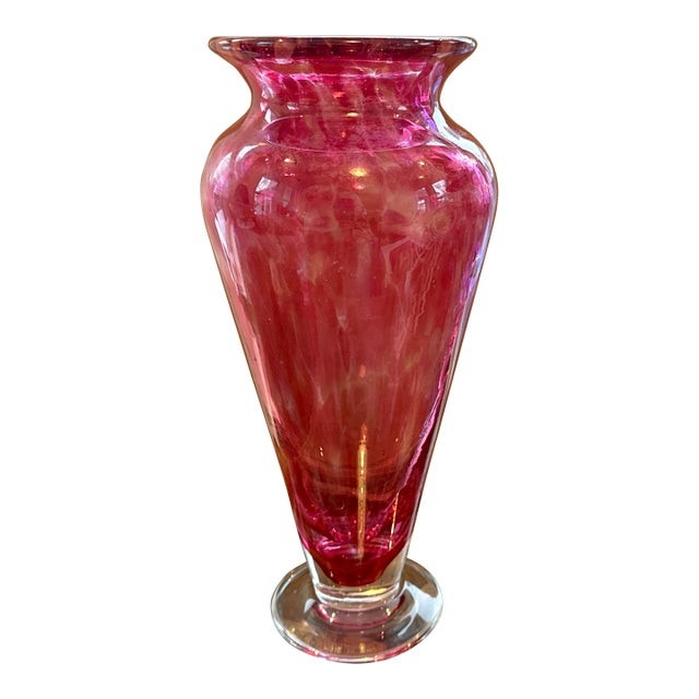 Pink Art Deco Glass Vase - Hand Blown For Sale