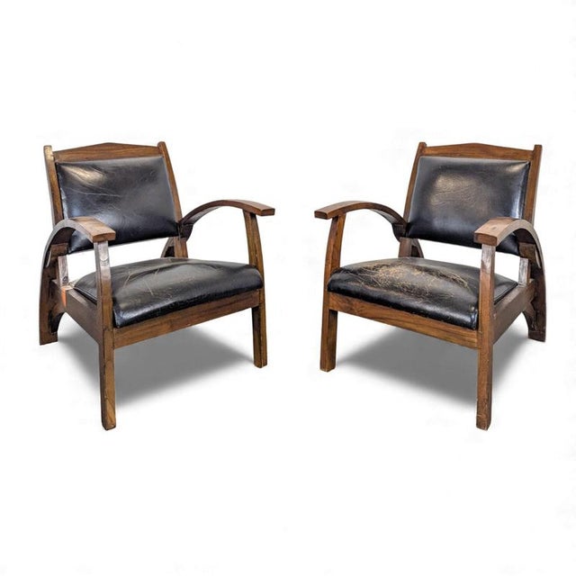 Animal Skin Leather Lounge Chairs, Set of 2 For Sale - Image 7 of 7