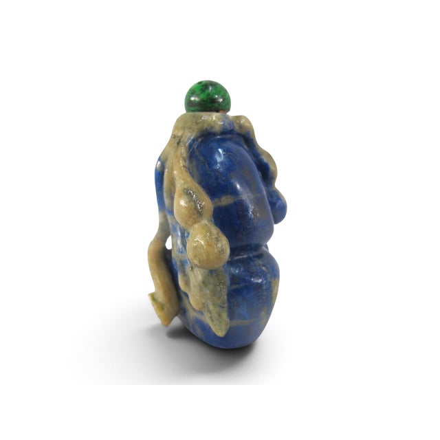 Antique Chinese Lapis Lazuli Malachite Gold Metal Double Gourd Snuff Bottle For Sale In Portland, OR - Image 6 of 10