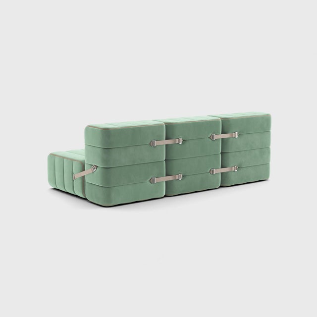Contemporary Curt Modular Set - Flexible 3-Seater - Barcelona - Patina - V3347/46 (Light Green) by Ambivalenz, Set of 6 For Sale - Image 3 of 5