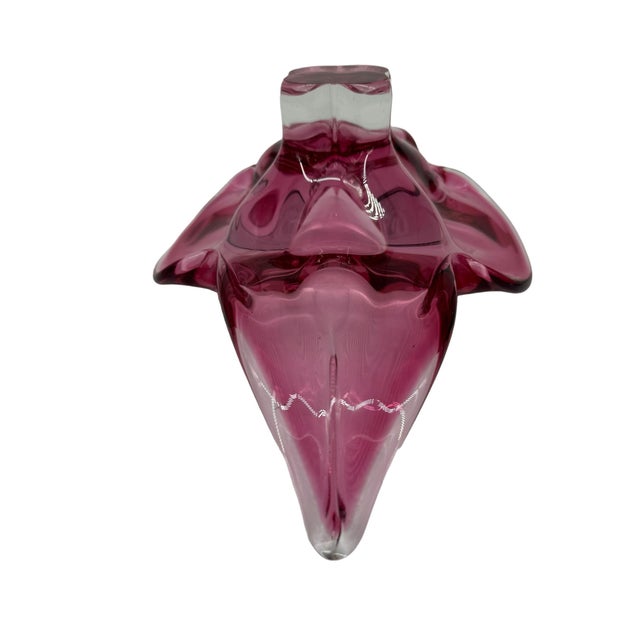 Vintage 1970s Mid-Century Modern Murano Sommerso Style Pink Glass "Lips" Bowl For Sale - Image 9 of 11