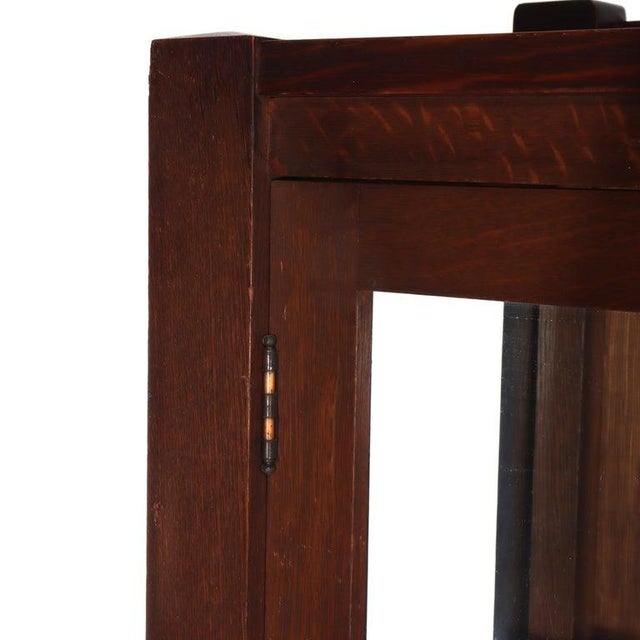 Antique Arts & Crafts Mission Oak 2-Door Bookcase After Stickley C1920 For Sale - Image 6 of 18