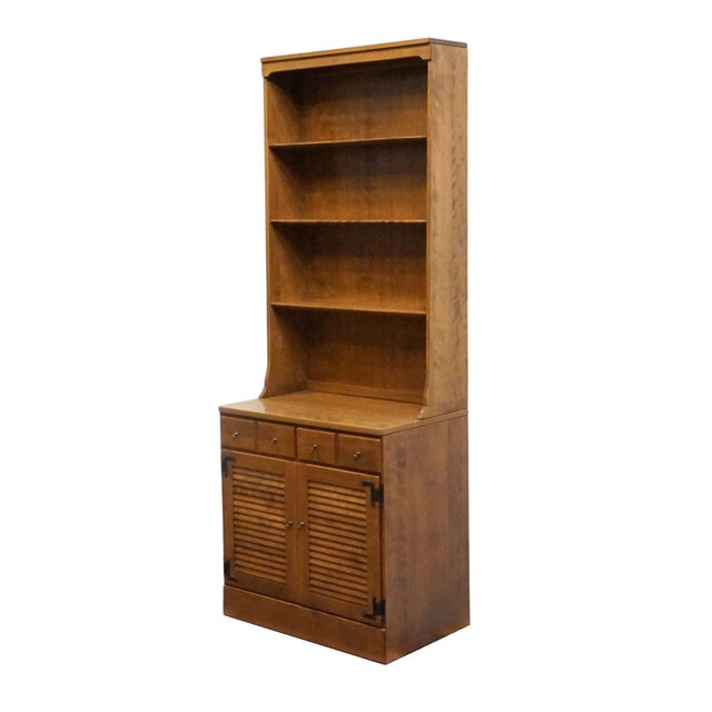 ETHAN ALLEN Heirloom Maple Nutmeg Custom Room Plan 30" Wall Unit w. Shutter Door Cabinet and Open Shelf 10-4511P 10-4019...