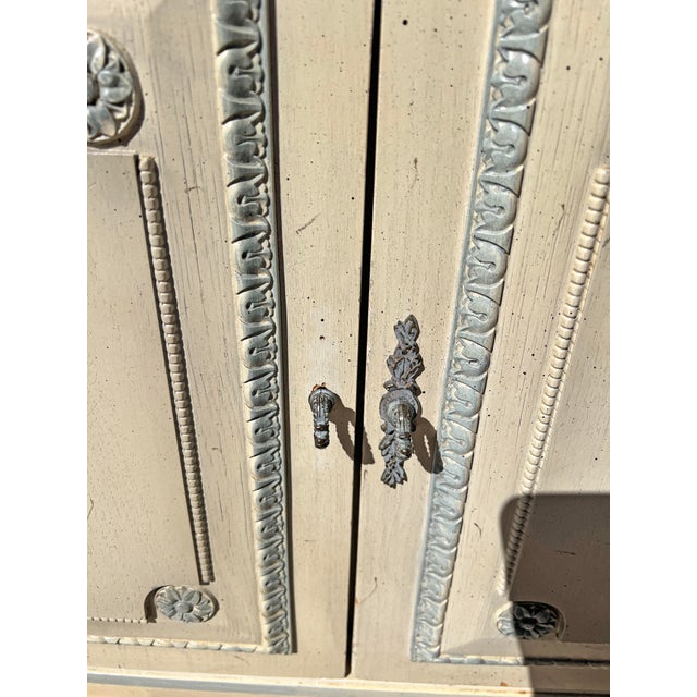French Provincial Style Storage Wardrobes Dressers Connected by a Two-Drawer Wooden Desk/Dressing/Vanity Table For Sale - Image 10 of 11