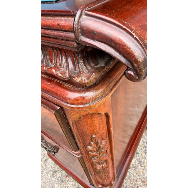 Antique Louis XV Revival Carved Mahogany Desk With Mirrored Top For Sale - Image 16 of 17