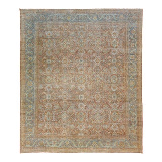 1900s Antique Persian Mahal Rust Wool Rug With Allover Floral Pattern For Sale