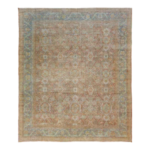 1900s Antique Persian Mahal Rust Wool Rug With Allover Floral Pattern