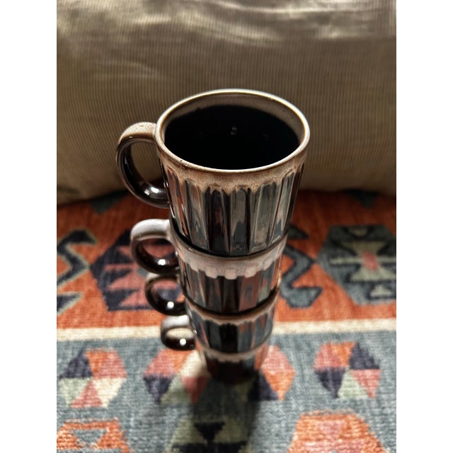 Mid-Century Modern Vintage Japanese Mid Century Modern Stackable Espresso Mugs Set of 4 For Sale - Image 3 of 6