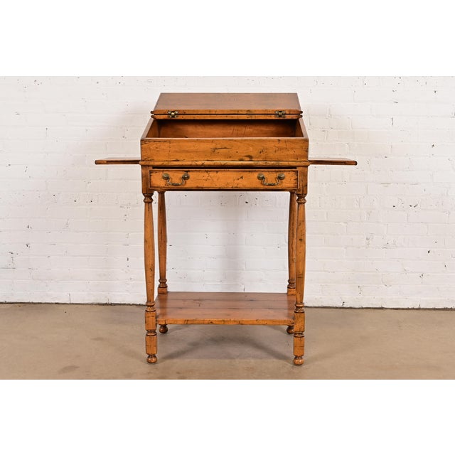 Late 20th Century Guy Chaddock Gustavian Slant-Front Maple Secretary Desk For Sale - Image 5 of 15