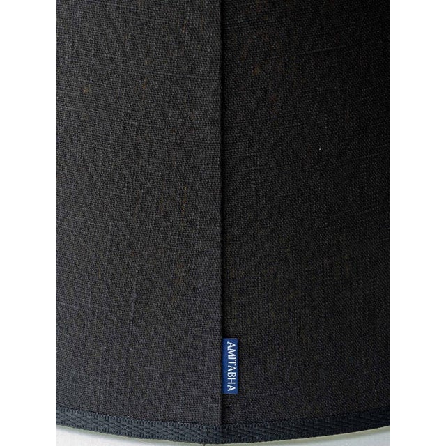 Vintage Jasba Cortina Black and White Crackle Ceramic Table Lamp, New Black Linen Lampshade For Sale - Image 14 of 17
