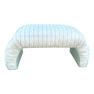 Vintage 1980’s Upholstered Geometric Waterfall Bench For Sale