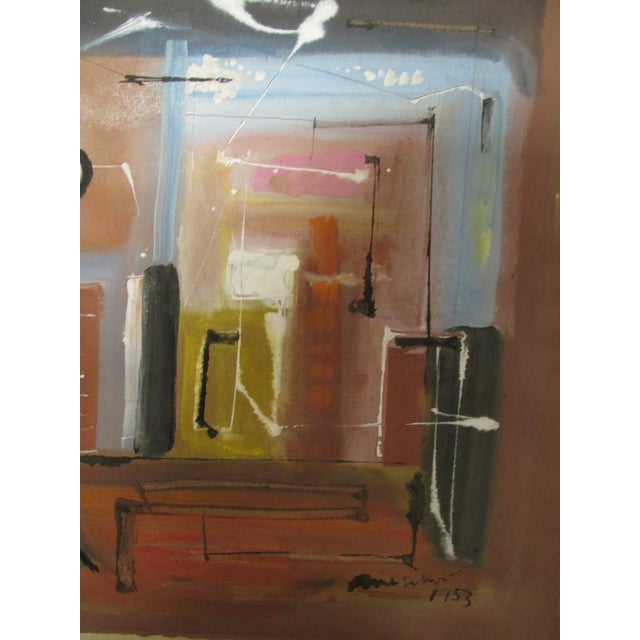 Vintage Framed Abstract Watercolor by Hugh Mesibov, 1953 For Sale In New York - Image 6 of 11