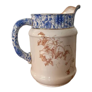 Late 19th Century Doulton (Pre-Royal) Floral Transferware Pitcher