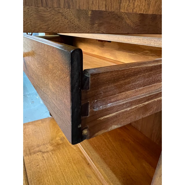 Mid 20th Century Barney Flagg for Drexel Parallel Mid-Century Walnut and Cane Credenza and Hutch For Sale - Image 10 of 14