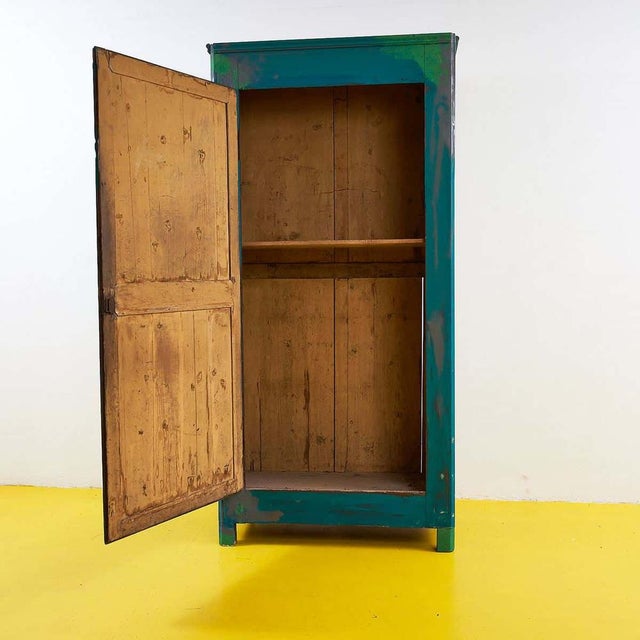 Antique Rustic Green Wardrobe For Sale - Image 4 of 9