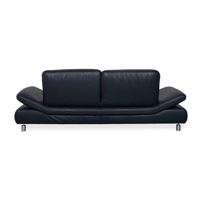 Blue Leather Rivoli Three-Seater Sofa with Manual Function from Koinor For Sale - Image 16 of 18