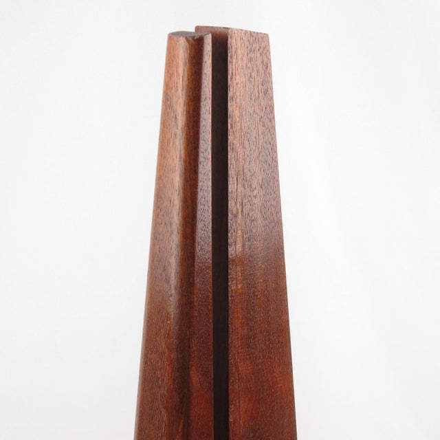 Brown Modernist Architectural Wood Ornament Sculpture Abstract Tuning Fork, circa 1950 For Sale - Image 8 of 9
