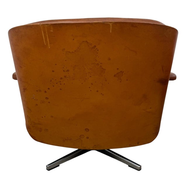 Vintage Cognac Leather Swivel Lounge Chairs from Eugen Schmidt, 1970s, Set of 2 For Sale - Image 6 of 18