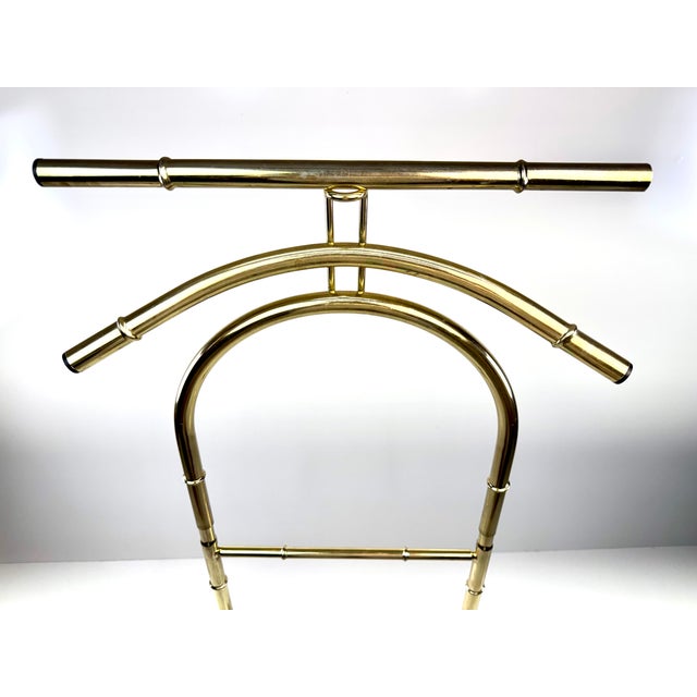 1960s Mid 20th Century Hollywood Regency Faux Bamboo Brass-Finished Valet Stand For Sale - Image 5 of 9