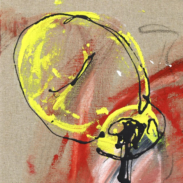 Textile The Last Time I Quit - Original Red Pink Urban Pop Art Acrylic and Oil Stick Painting on Canvas For Sale - Image 7 of 9