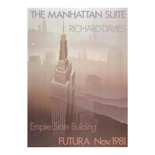 1981 Richard Davies 'Empire State Building' Brown,Gray USA Offset Lithograph For Sale