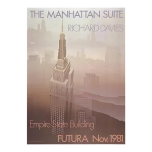 1981 Richard Davies 'Empire State Building' Brown,Gray USA Offset Lithograph
