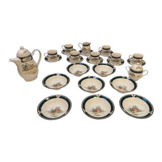 1970s Noritake Keltcraft “Pursuit” Porcelain Tea Set, 26 Pieces For Sale