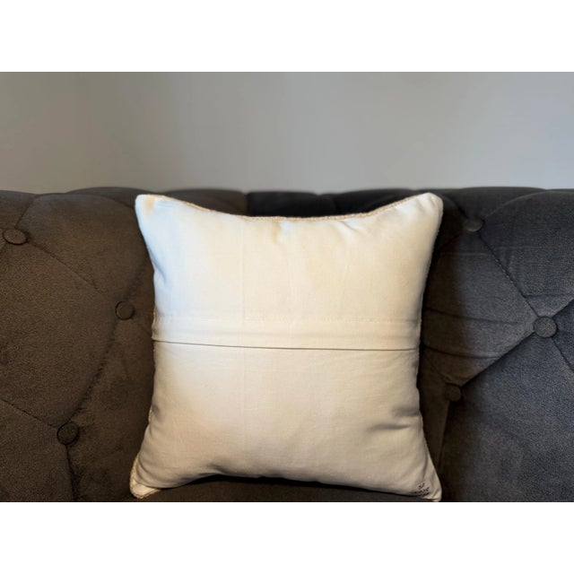 Vintage Turkish Hemp Pillow, Natural Ivory White Cushion, Handwoven Anatolian Pillow With Insert, 16x16 In For Sale In New York - Image 6 of 6