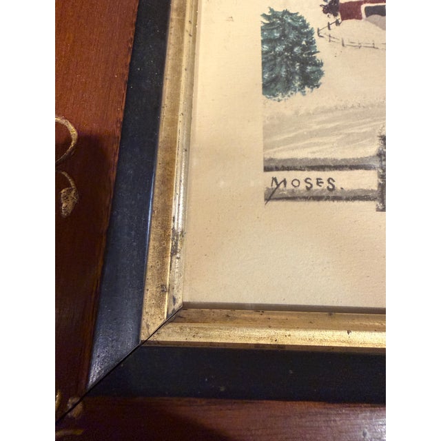Late 19th Century Circa 1870's Gilded Vine-Detail Wood Frame With Vintage 1940s Grandma Moses Print For Sale - Image 5 of 11