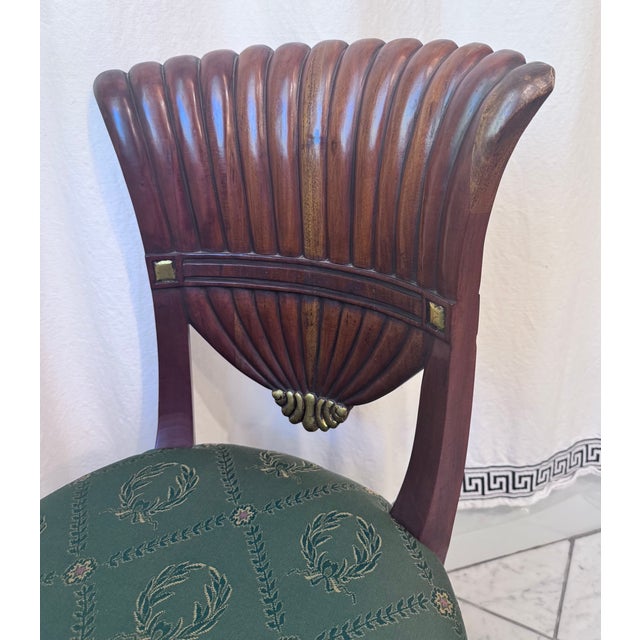 Wood Late 20th Century Attributed Maitland Smith Mahogany Fan Back Dining Chairs - A Pair For Sale - Image 7 of 17