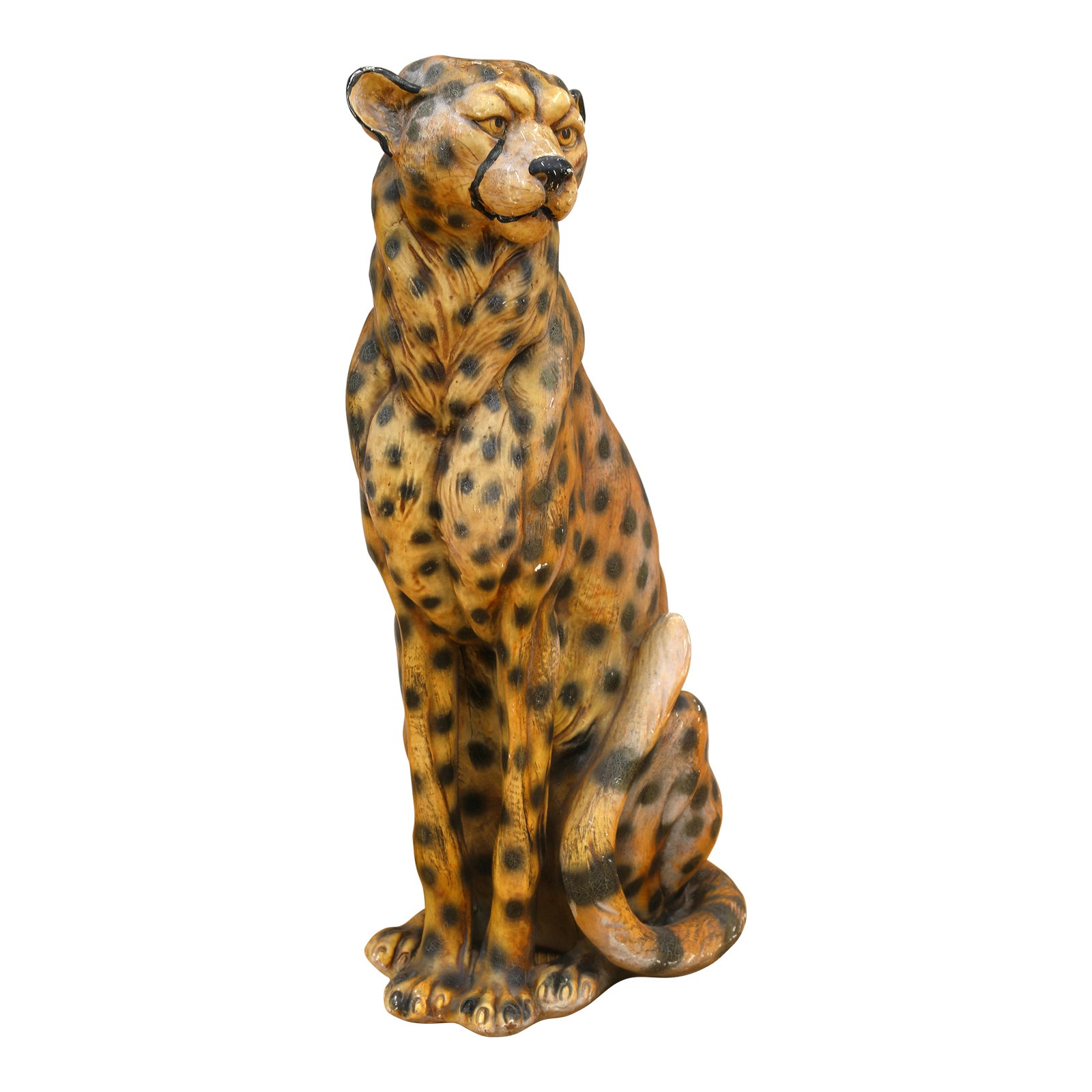 Lifesize Hollywood Regency Cheetah Statue Sculpture, Circa 1960s | Chairish