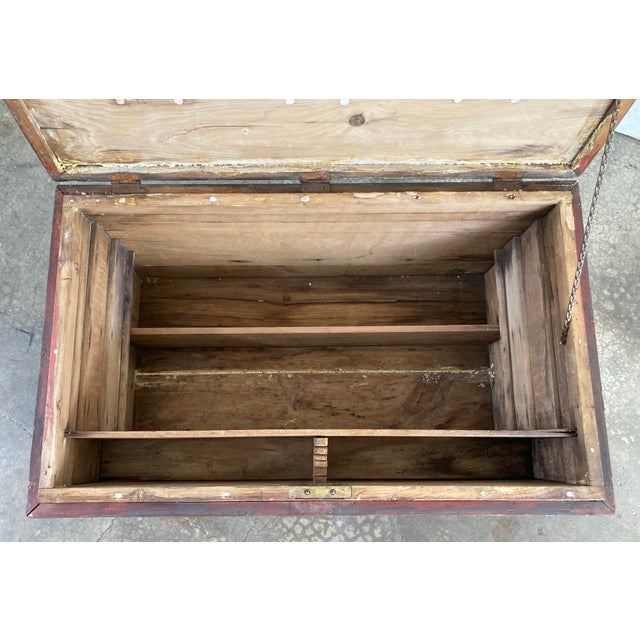 Antique Hand-Painted Wood Trunk Tool Chest For Sale - Image 11 of 12