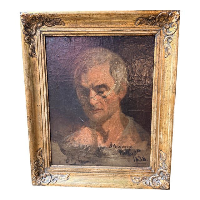Dutch Portrait of a Man Dated 1838 in Original Frame For Sale
